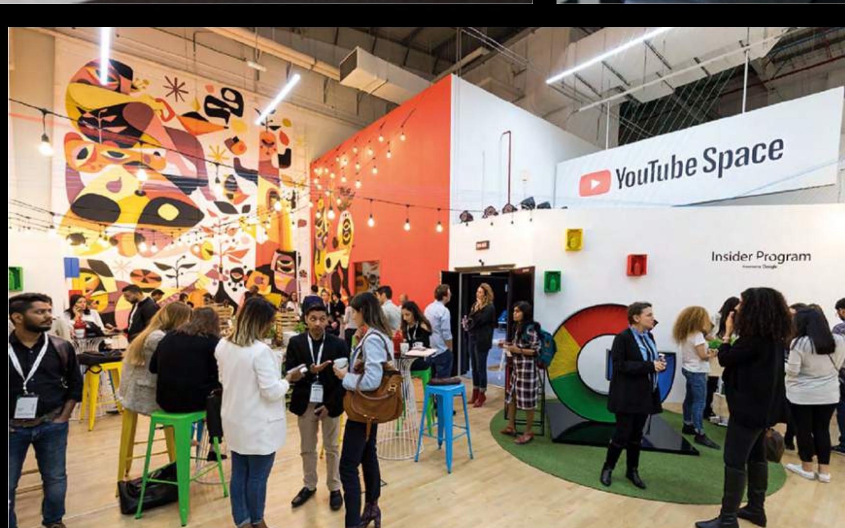Google Insider Program exhibition space with guests and interactive zones